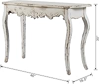 Vista 2 de Mesa de consola francesa de 46 pulgadas, mesa de entrada, mesa de sofá, mesa de acento larga estilo rústico, color blanco retro