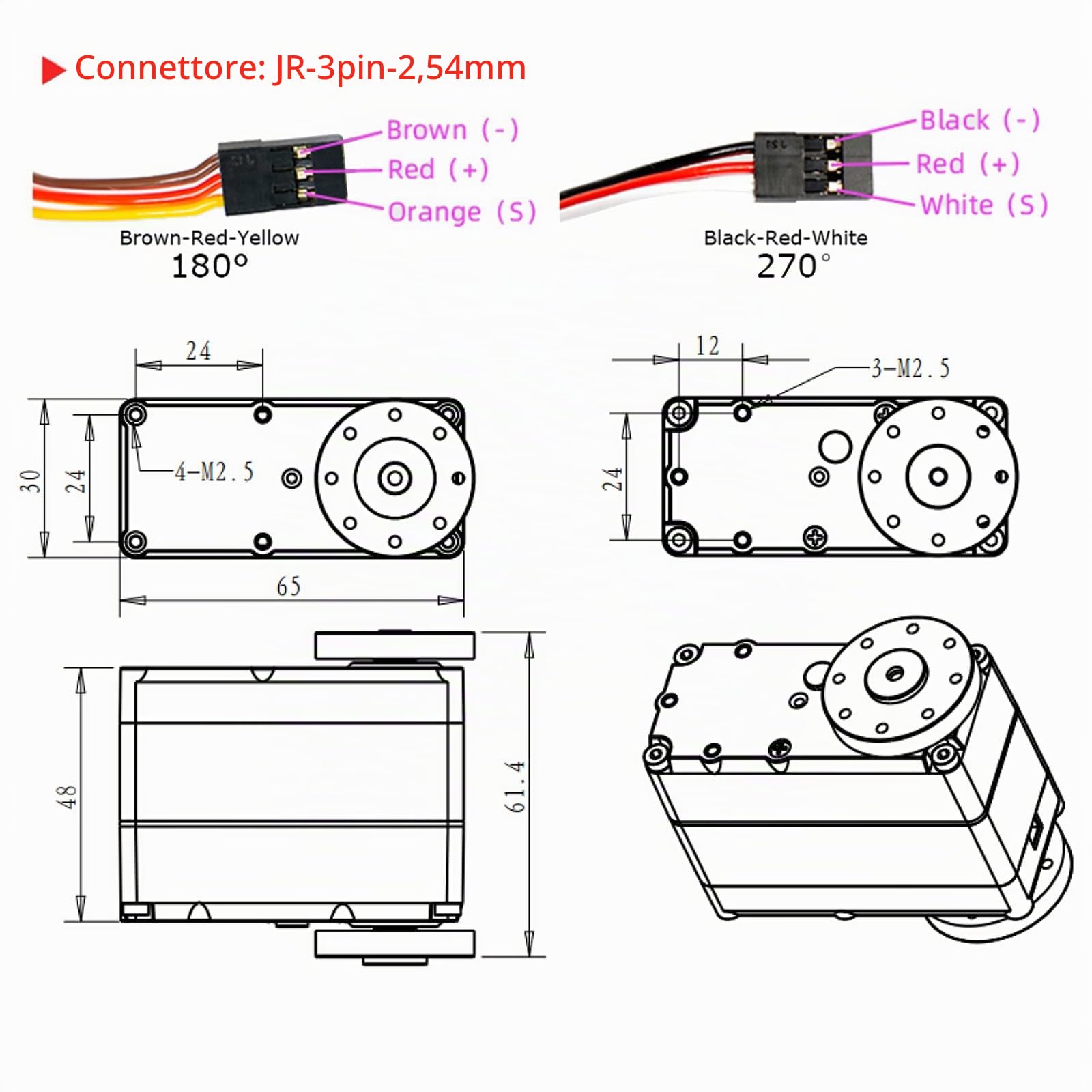 Servo digitale Servo da 150 kg, impermeabile, IP66, con supporto a forma di U, per robot auto 1/5 RC