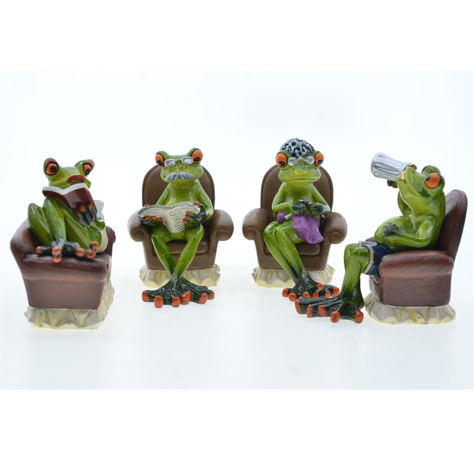 2 sztuk/zestaw ogród ciesz się życiem para żywiczna figurka żaby Nordic dekoracja pokoju domowego figurka zwierzątko miniaturowa dekoracja stołu (Color : GrandParents)