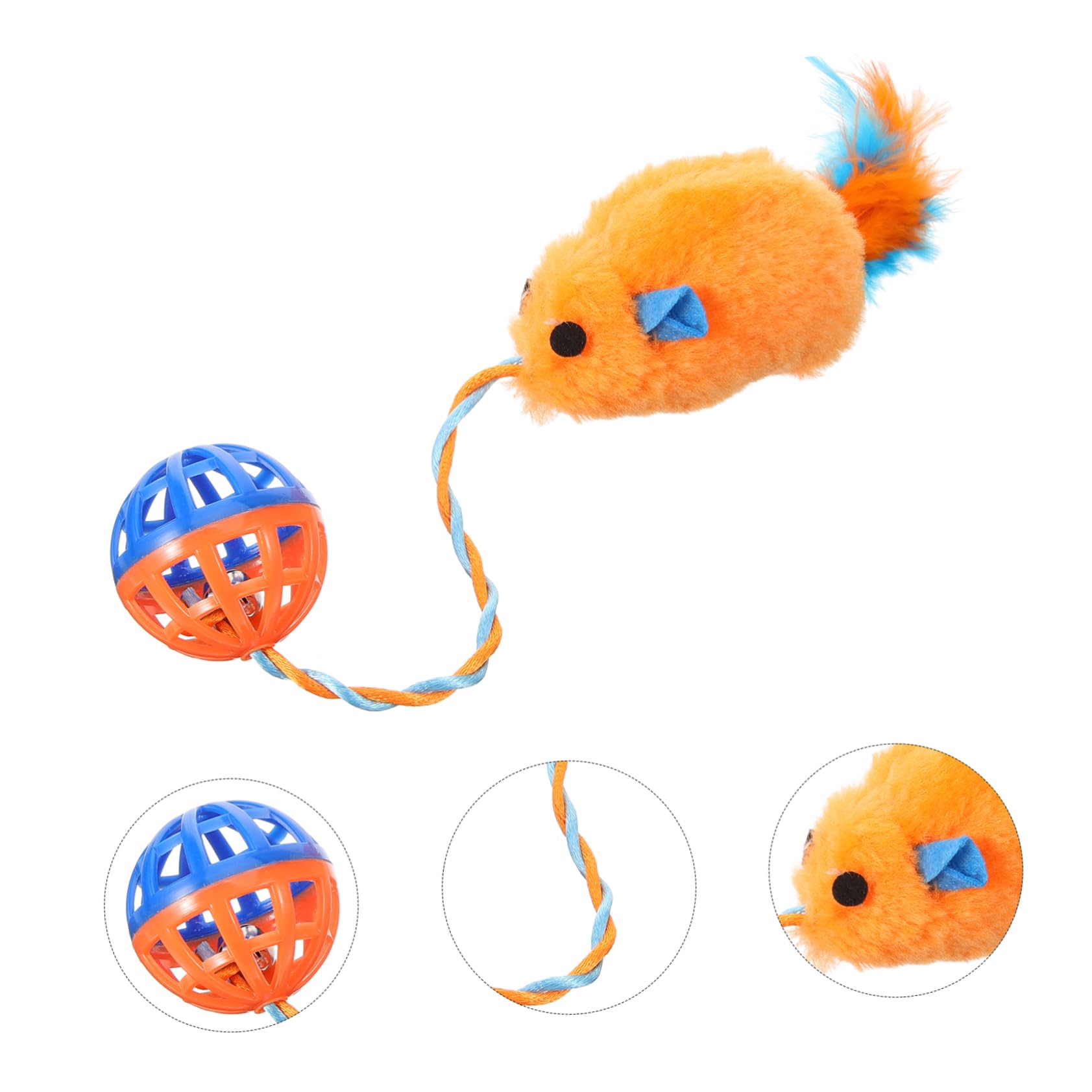 SUPVOX Jouet Souris Chat Interactif avec Clochette Intégrée en Plastique Orange, Balle à Mâcher Résistante, Jouet D'entraînement pour Chaton D'intérieur, Stimulation Mentale et Activité