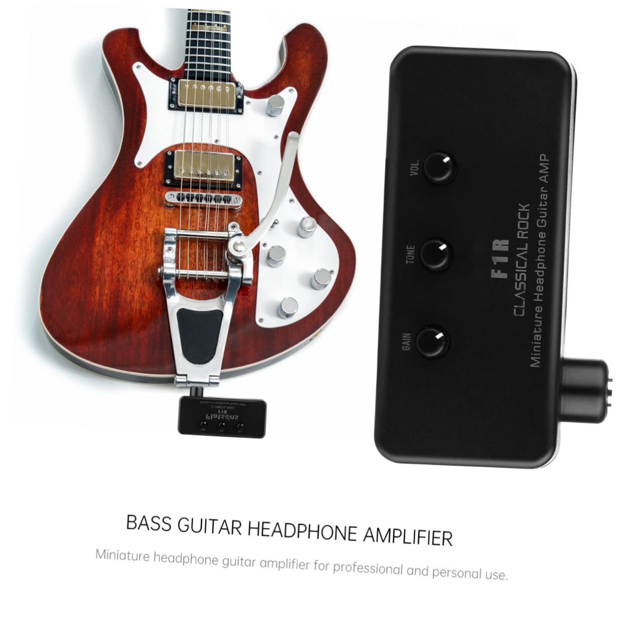 ibasenice 2sätze Miniatur Gitarrenverstärker Tragbarer Bass-Gitarren Kopfhörer Für Gitarre Ukulele Bass Universelles Design Leicht Und Platzsparend Für Anfänger Und Unterwegs