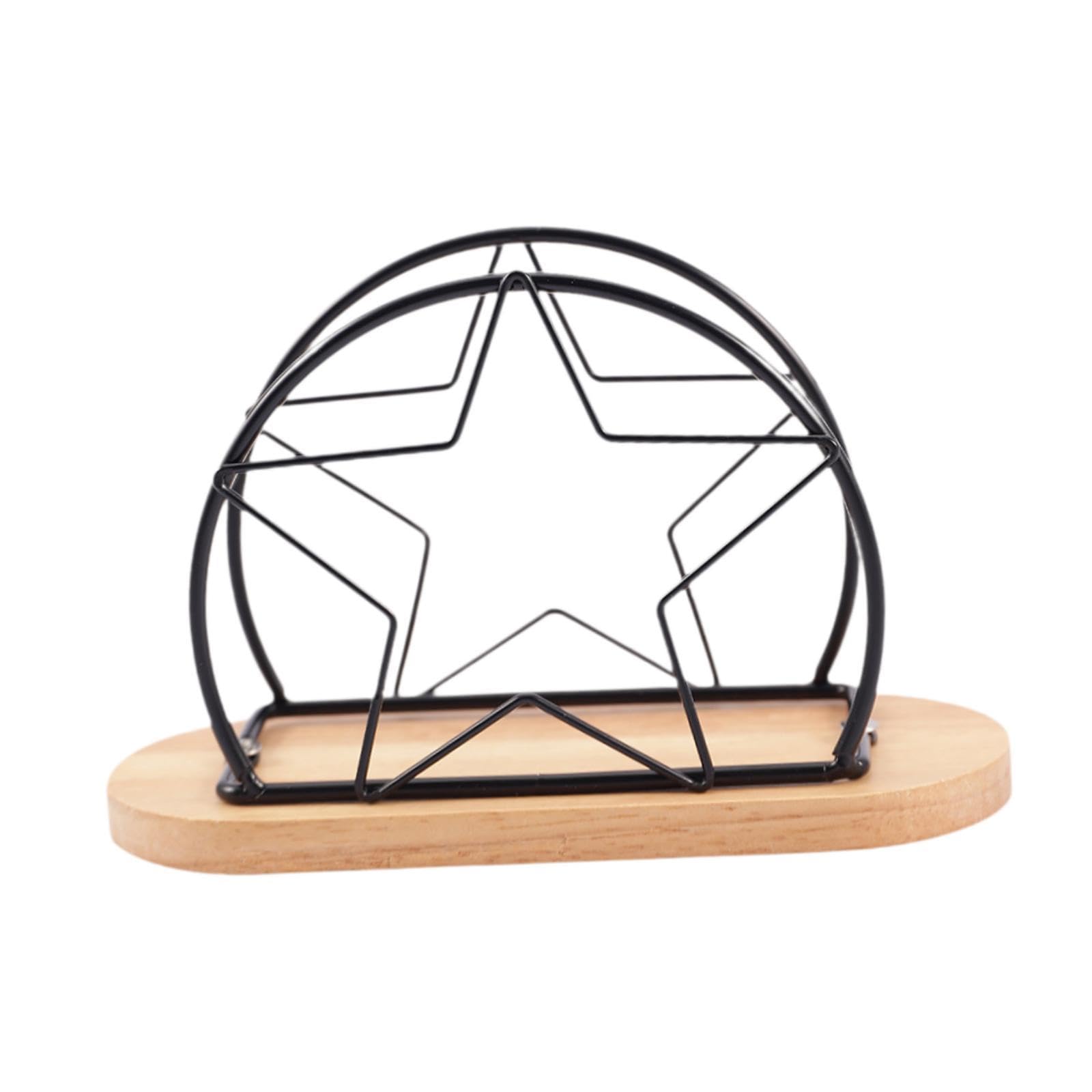 Napkin Holder with Metal Wire Napkin Storage Box for Countertop Home Kitchen Star Black-image-18