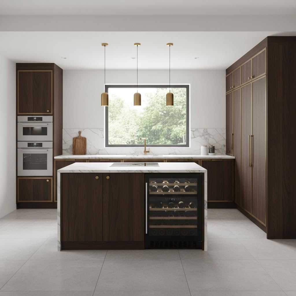 Cata Vinoteca VI 59082 BK No Frost Capacidad 46 Botellas Control Electrónico de Temperatura Panel Touch Control Digital Luz Interior LED Puerta Reversible Ventilación Interna Ancho 59,5 cm Color Negro