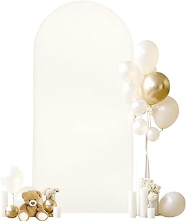 6FT Wedding Arch Cover Ivory Spandex Fitted Wedding Arch Stand Covers Round Top Chiara Backdrop Cover for Birthday Party Ceremony Banquet Decoration