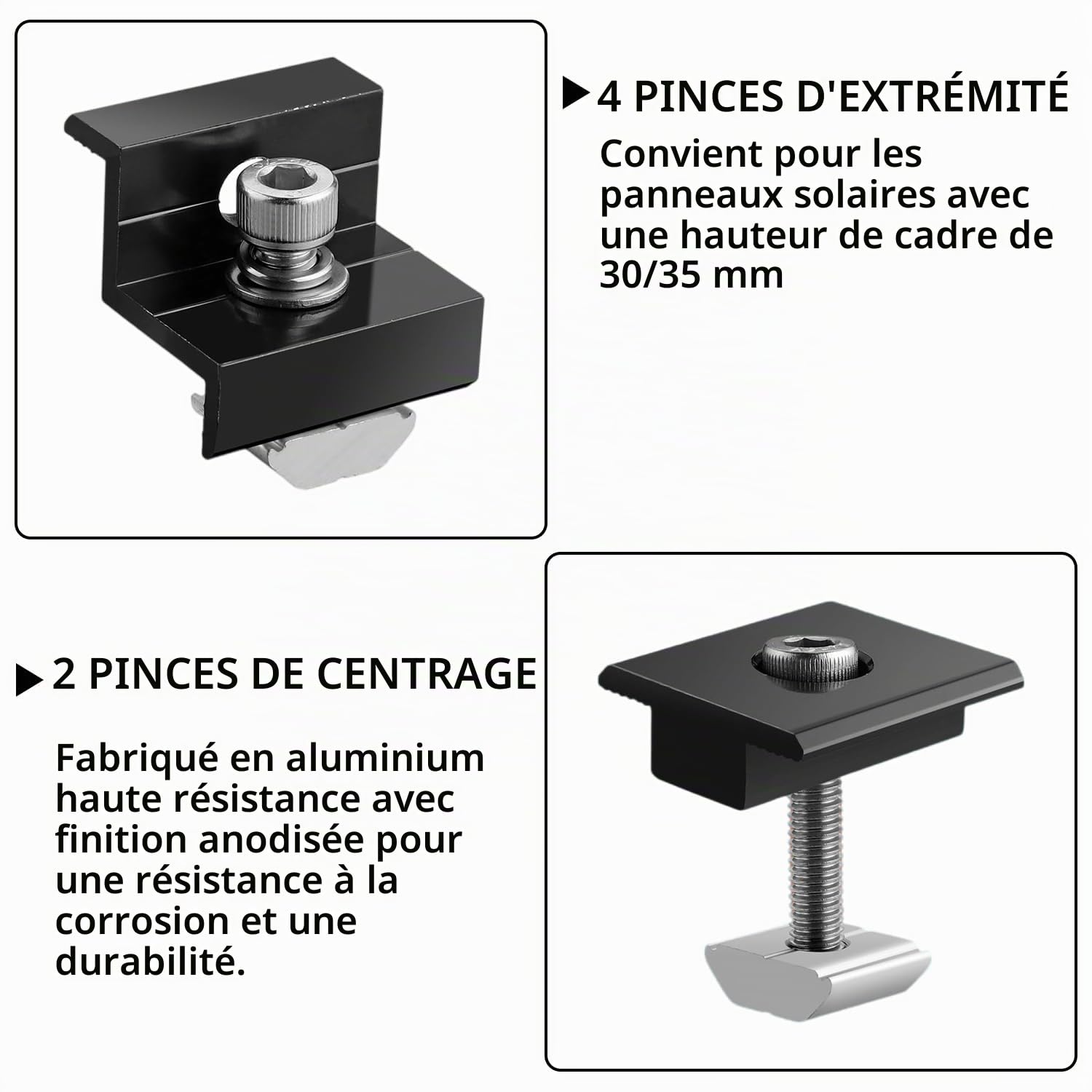 Kit de support de panneau solaire, rail de fixation PV, support de toit plat photovoltaïque pour modules de 30 à 35 mm d'épaisseur, support PV pour toit plat, tôle trapézoïdale, toit en tuiles (10