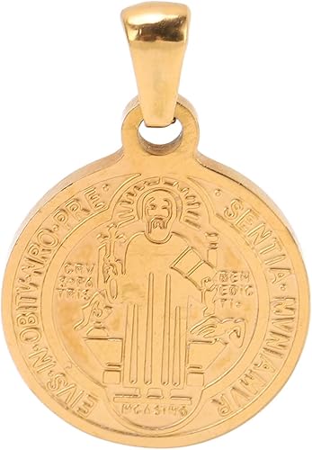 Miniatura 6 de FOUF Collar de medalla de San Benito, juego de 4 medallas de San Benito, medalla sacramental cristiana de acero inoxidable, joyería de protección