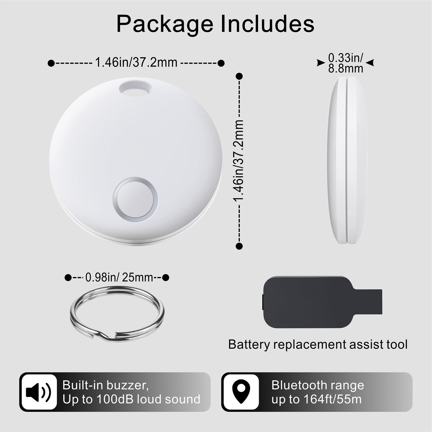 Smart Tag compatibile con Apple Find My (Solo iOS) localizzatore per chiavi bagagli valigie portafogli impermeabile IP67