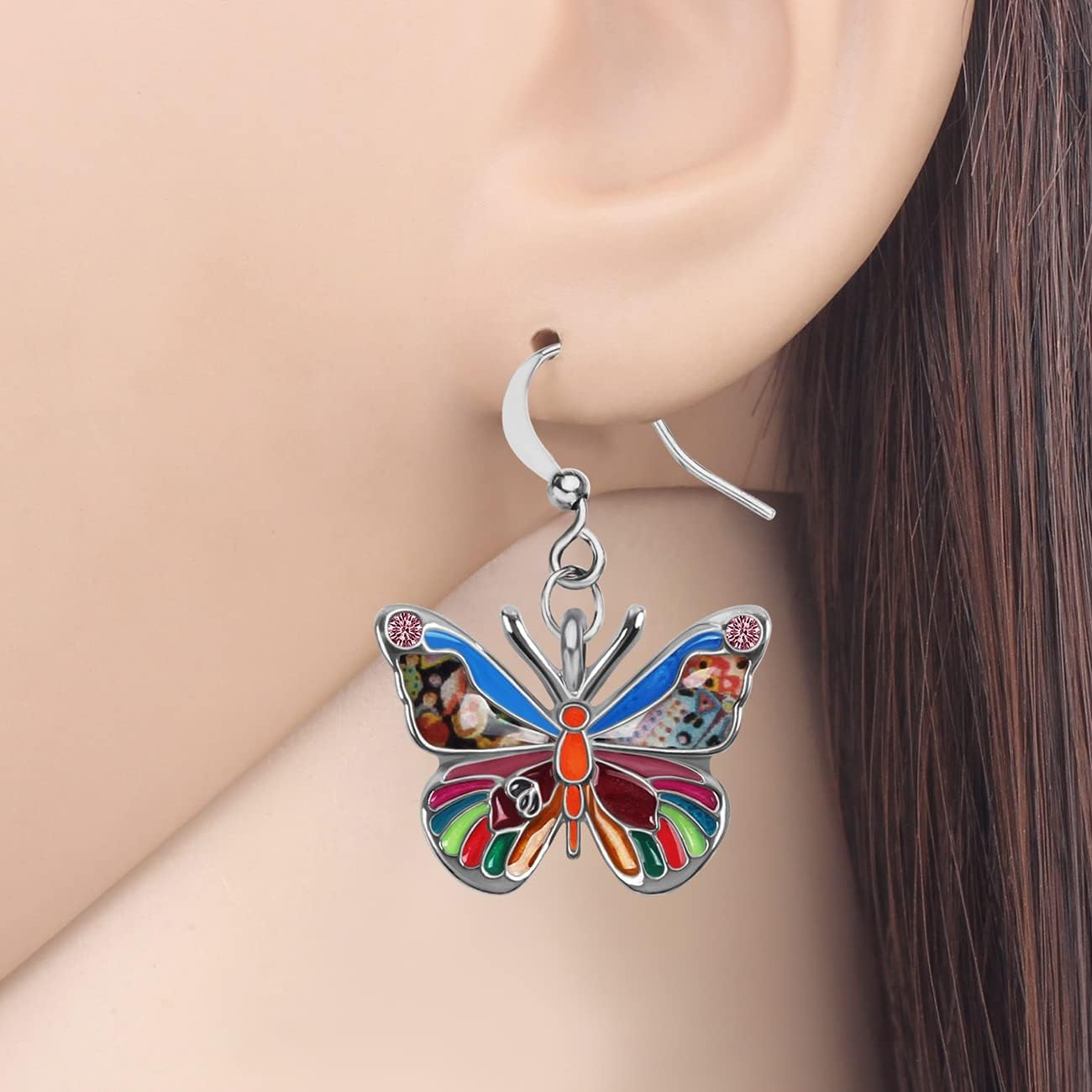 BONSNY Enamel Sweet Butterfly Gifts for Women Earrings Dangle Jewelry Novelty Funny Charms Accessories - Image 2