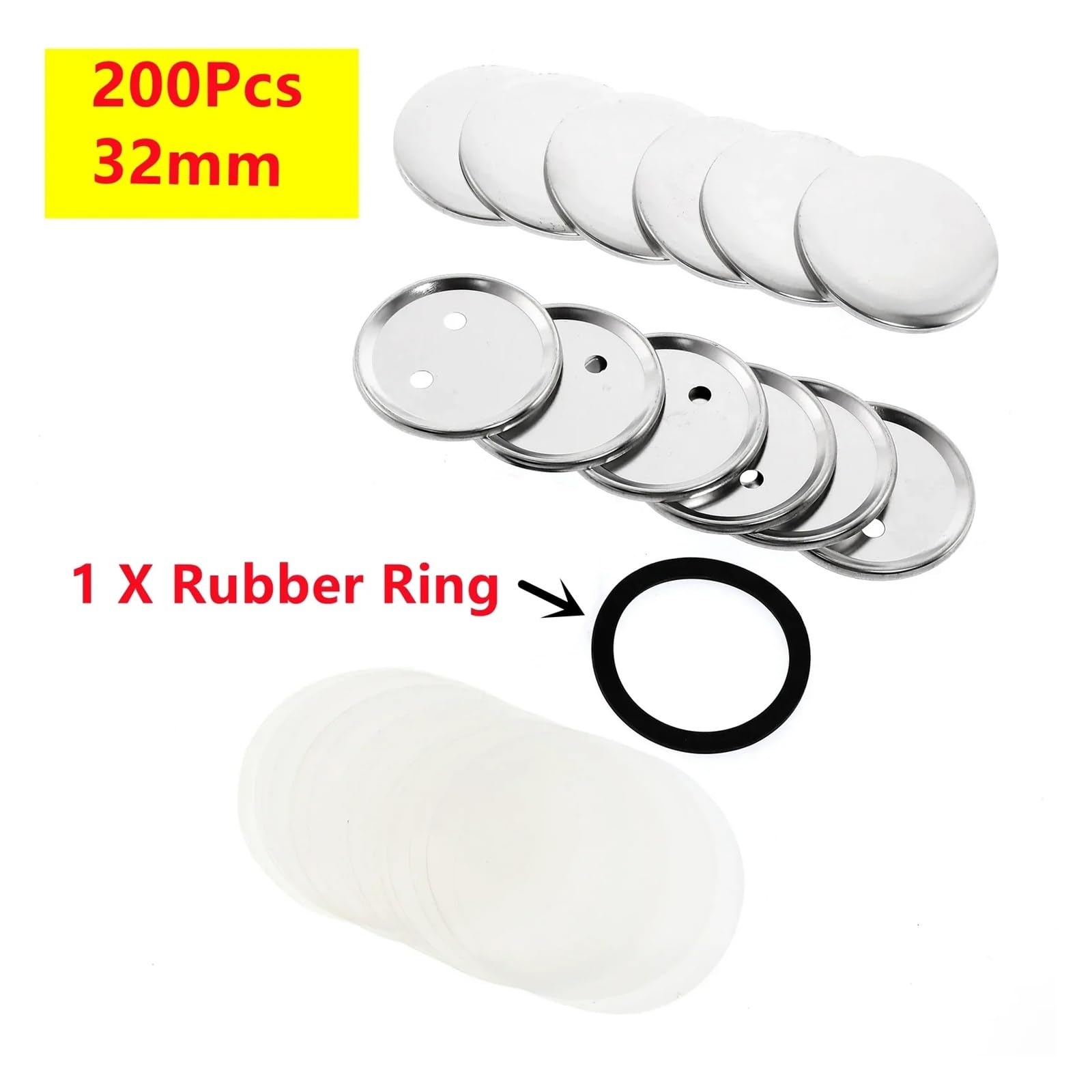200 szt. 25/32/37/44 mm Materiały do produkcji guzików Okrągłe części do guzików Zestaw metalowych przypinek Produkcja DIY(32MM)