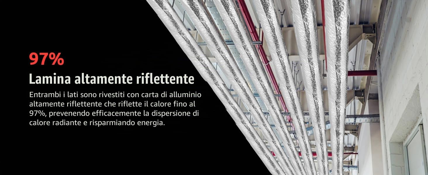 Nastro isolante termico in alluminio per tubi freddi/calore, con nastro adesivo (10 m x 8 cm)