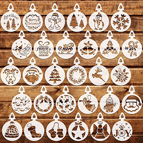 OOTSR 30 Pcs Christmas Coffee and Baking Stencils for Decoration， Cake Embossing Template Cookie Accessories，Latte Art Baking & Hot Chocolate Cupcake Cappuccino Decoration Stencil