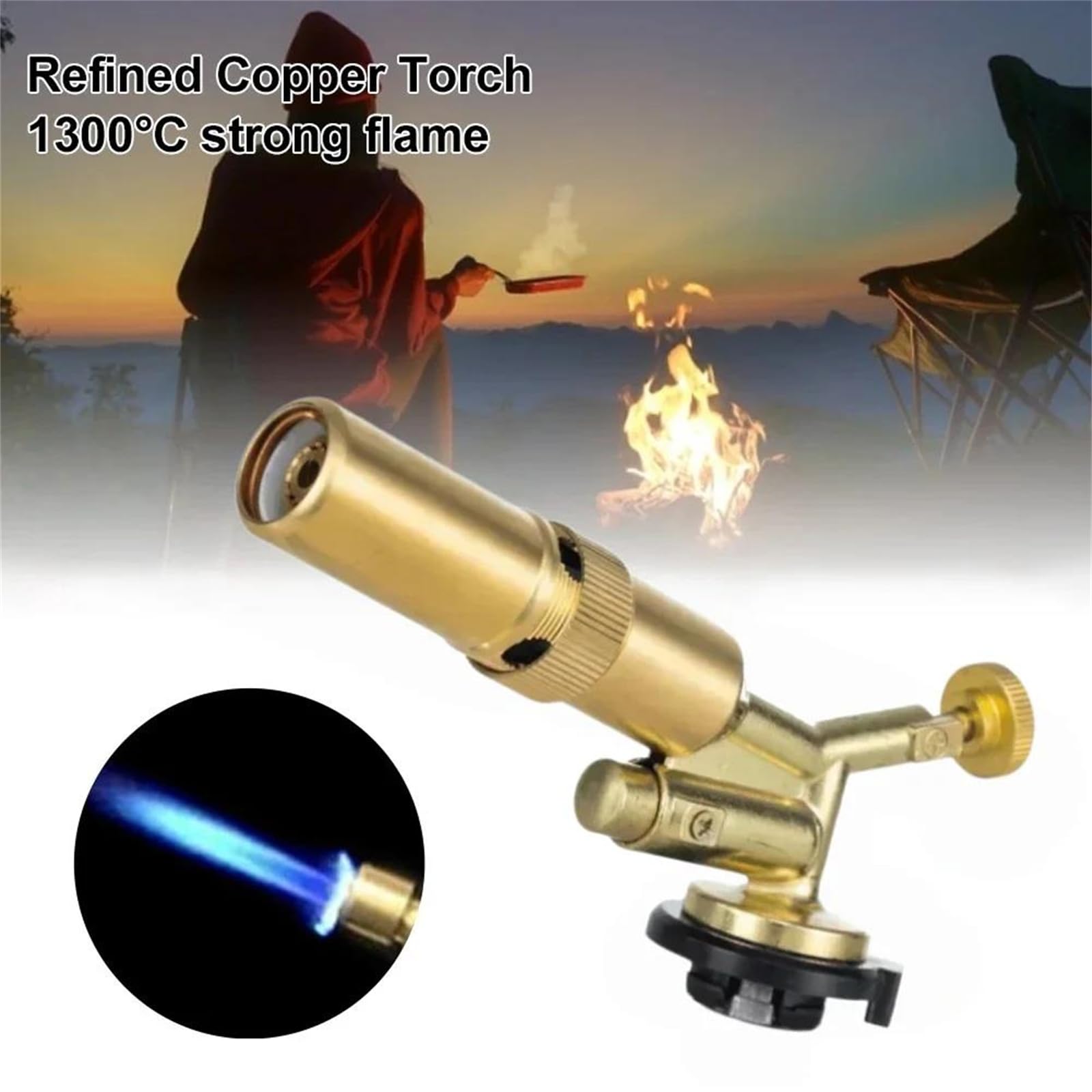 Gaz butane portable laiton lance-flammes d'extérieur camping barbecue | pour cuisine en plein air randonnée pique-nique chauffage survie pêche sur glace chasse et chaleur hivernale