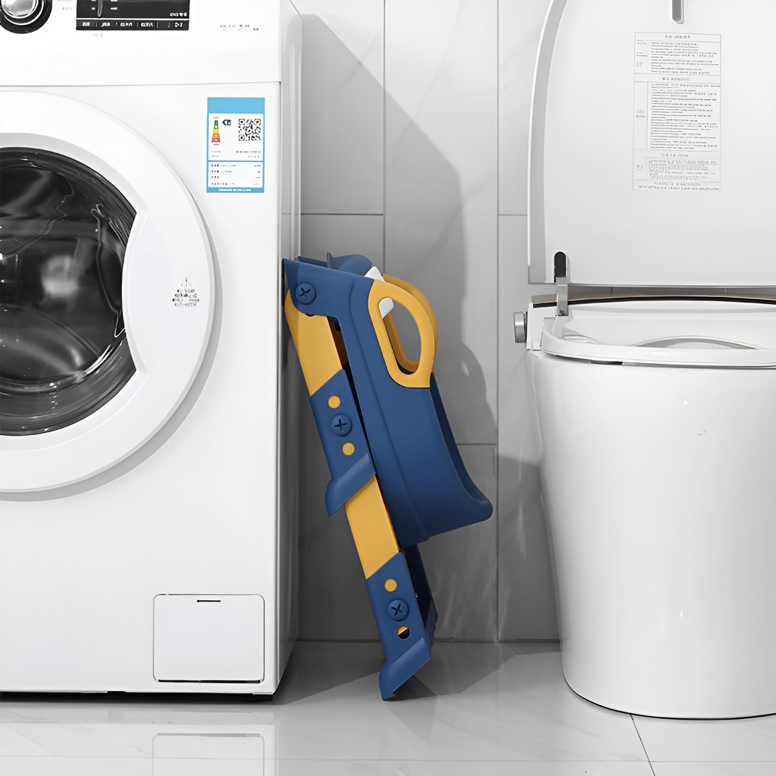 Réducteur Toilette Enfant Avec Marchepied Réglable Bleu - Siège Toilette Pliable + Étapes Antidérapantes Pour Toilettes V, U, O