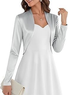 Women's Vintage Cropped Shrug Open Front Long Sleeve Ruffled Bolero Cardigan for Dress S-2XL