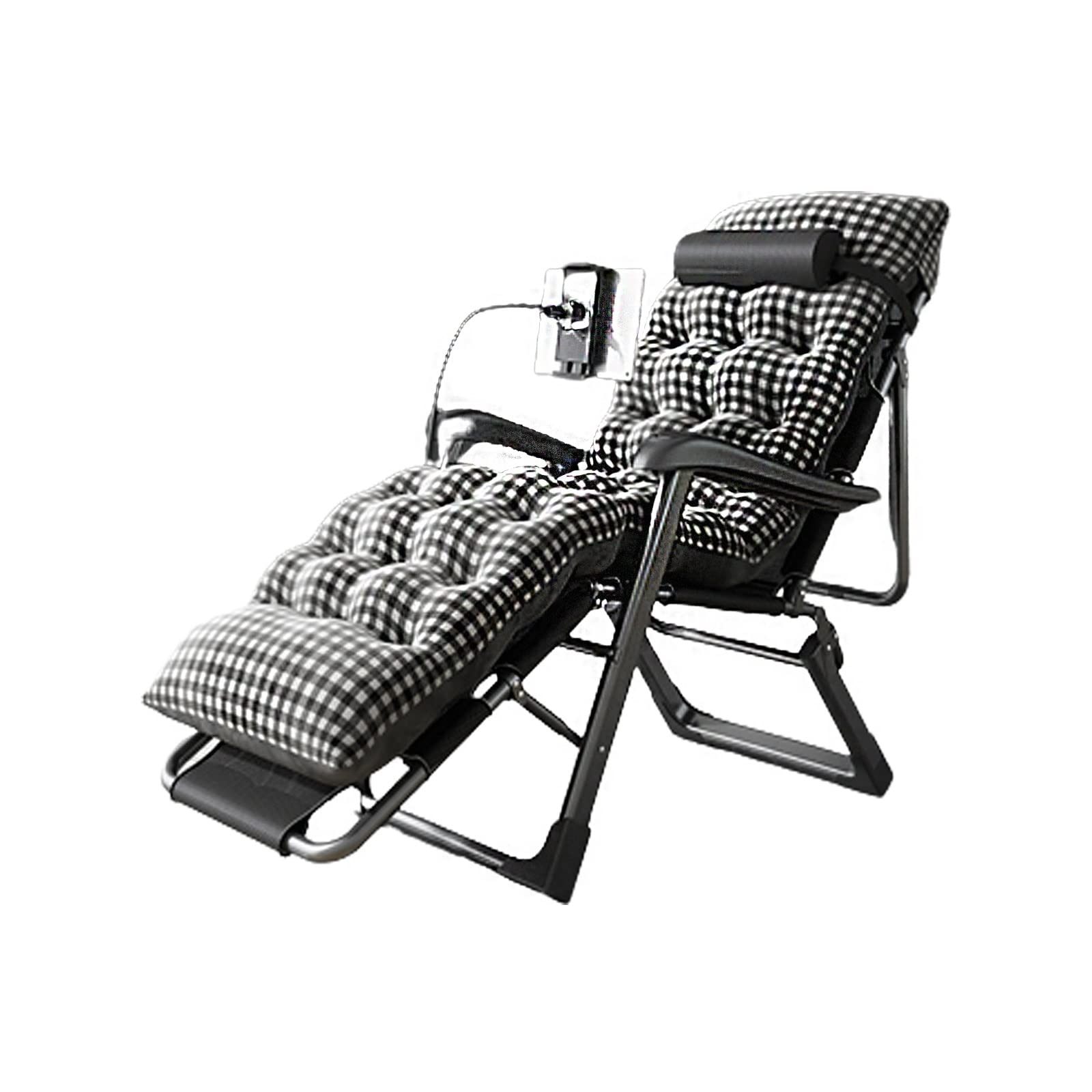 Liegestuhl gartenliege sonnenliege klappbar klappbare strandliege Home Balkon Einfacher Lounge Chair Klappbarer, Verstellbarer, schwarzer Liegestuhl für den Außenbereich (Color : Teslin Black and WHI