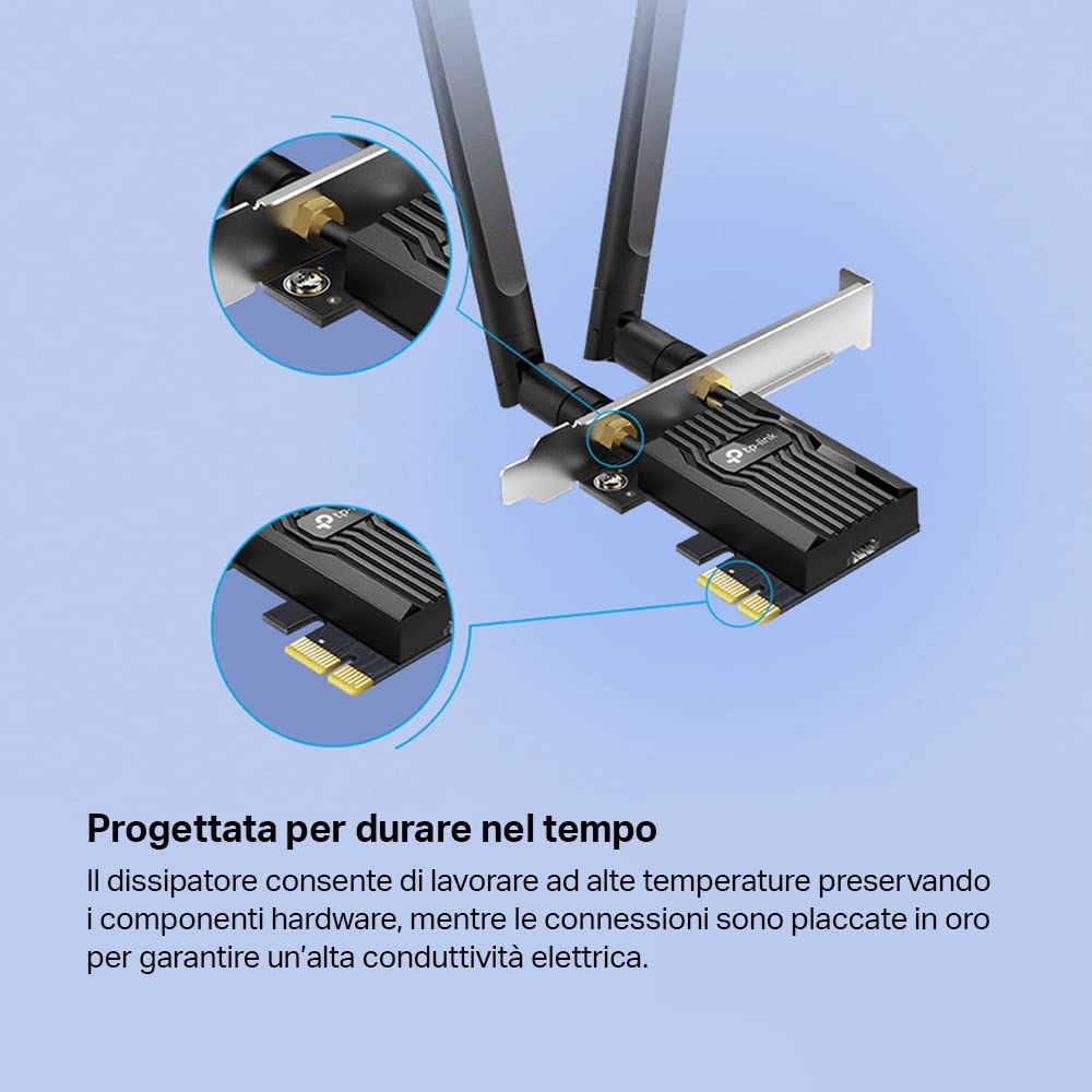 TP-Link Archer TX55E Scheda Wi-Fi PCI Express Wi-Fi 6 AX3000 Bluetooth 5.2 PCIe