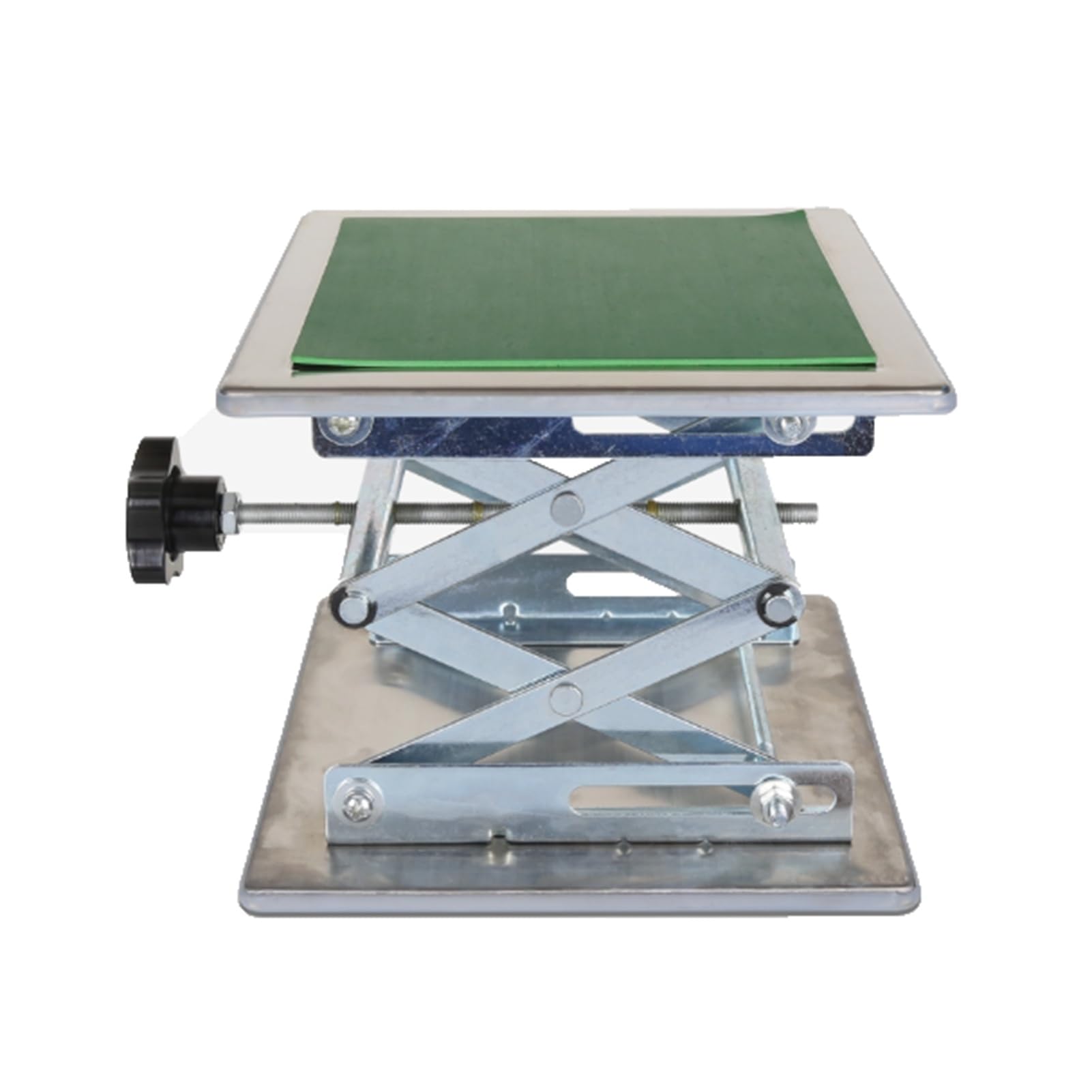 Soporte De Gato Laboratorio Acero Inoxidable,Elevación Nivel Manual | Herramienta de medición de laboratorio, con tapete antideslizante y mango giratorio(150x150mm)