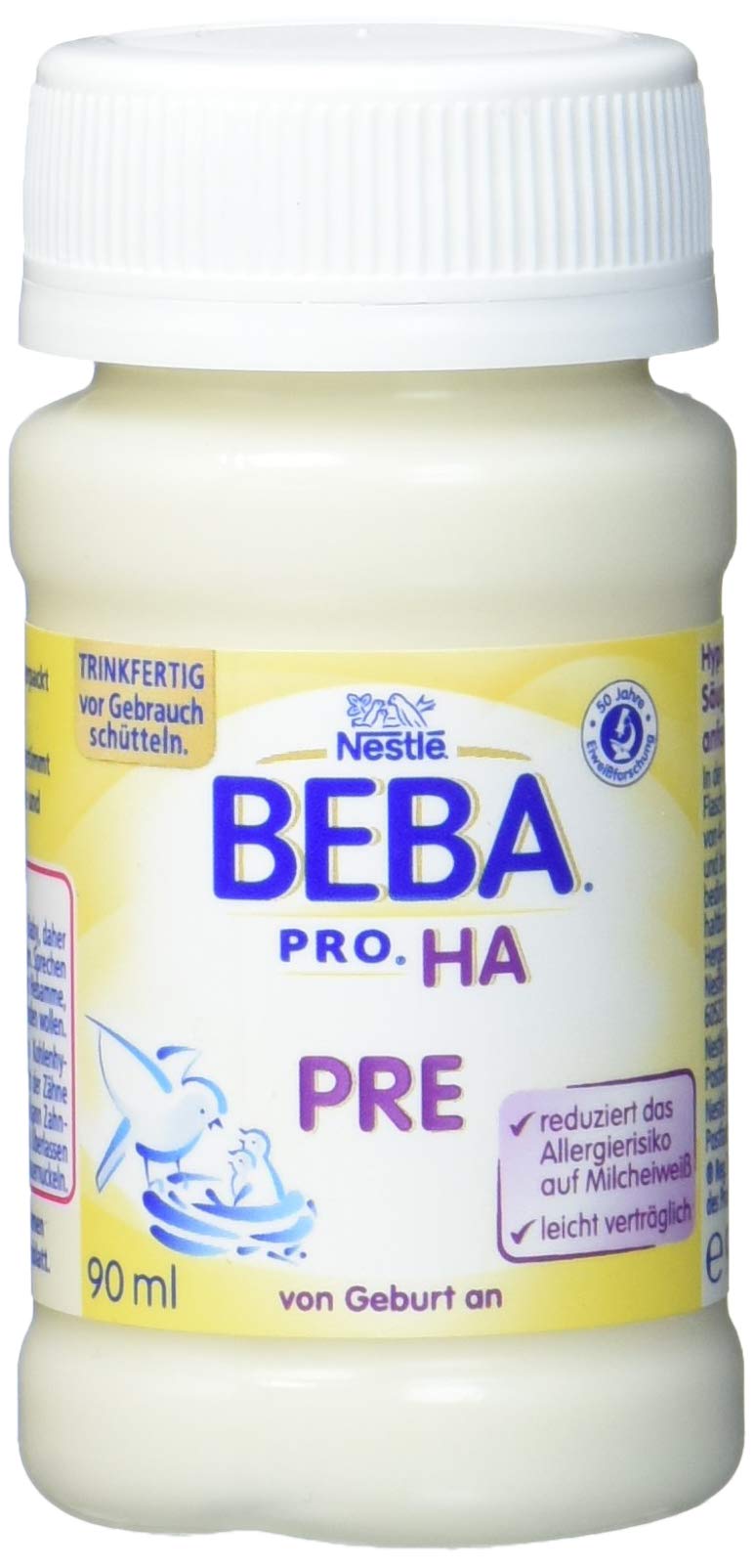 Nestlé Beba HA Pre Anfangsmilch von Geburt an trinkfertig Portionsflaschen, 32er Pack (32 x 90 ml)