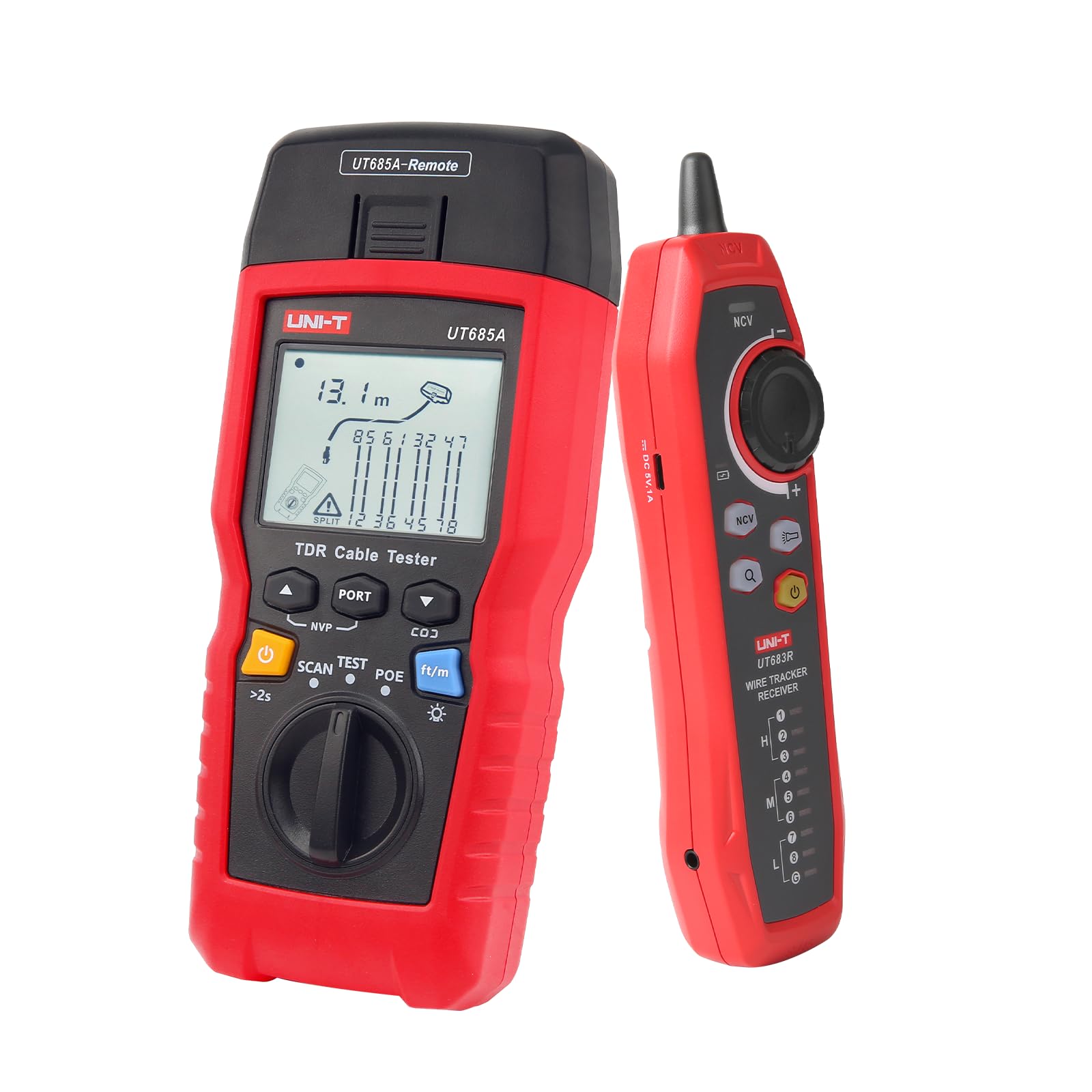 UNI-T UT685A KIT TDR Kabeltester, 300 m Länge, PoE-Erkennung, RJ45/RJ11