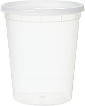 YW Plastic Soup Food Container with Lids (12), 32 oz, 12 Pack, Clear