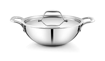 LATZ Triply Stainless Steel Kadai for Cooking (Kadai & Frypan, (????? ?4 + ??? ??? ?4))