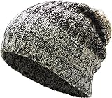 KBW-13 LGY Heather Stripe Slouchy Beanie Skull Cap Hat