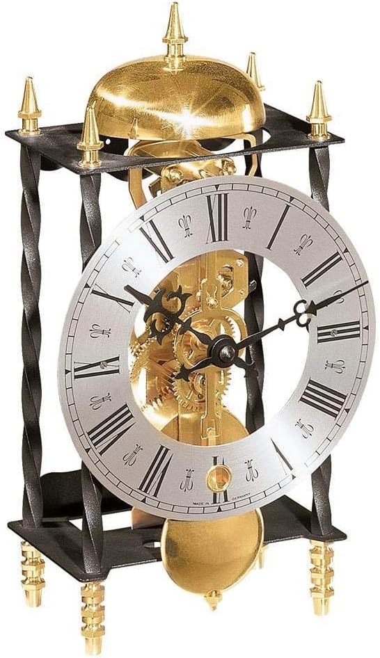 Store: Galahad II Mechanical Mantel Clock #22734000701 by Hermle - Skeleton Antique Iron Table Clock with Chimes