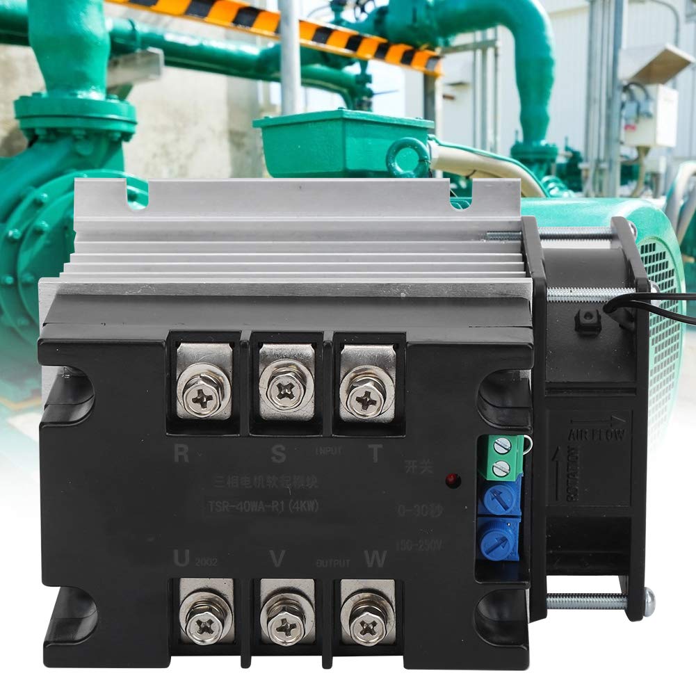 Modulo Avviamento Graduale Trifase per Motori Industriali con Dissipatore Alluminio - Soft Starter Controller per Trasportatori e Compressori con Protezione Sovraccarico e Avvio Morbido