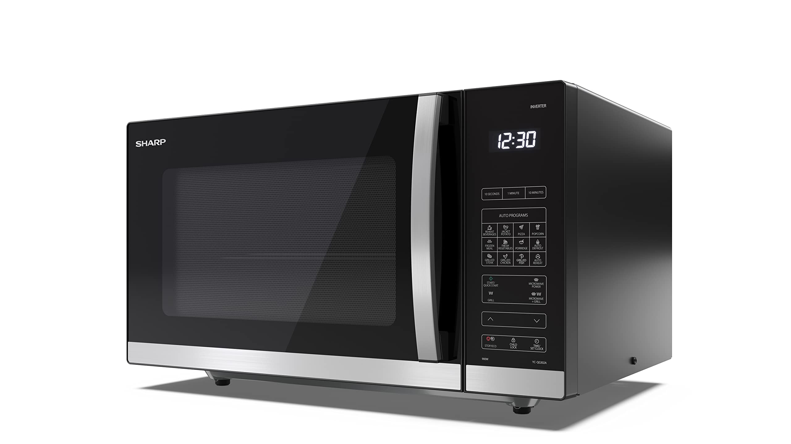 SHARP YC-QS204AU-B Compact 20 Litre 800W Digital FLATBED Microwave, 10 power levels, ECO Mode, defrost function, LED cavity light - Black — view 10