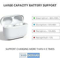 Vista 2 de Funda de carga inalámbrica de repuesto compatible con auriculares AirPod Pro de 660 mAh, cargador y auriculares de repuesto, carga con cable e