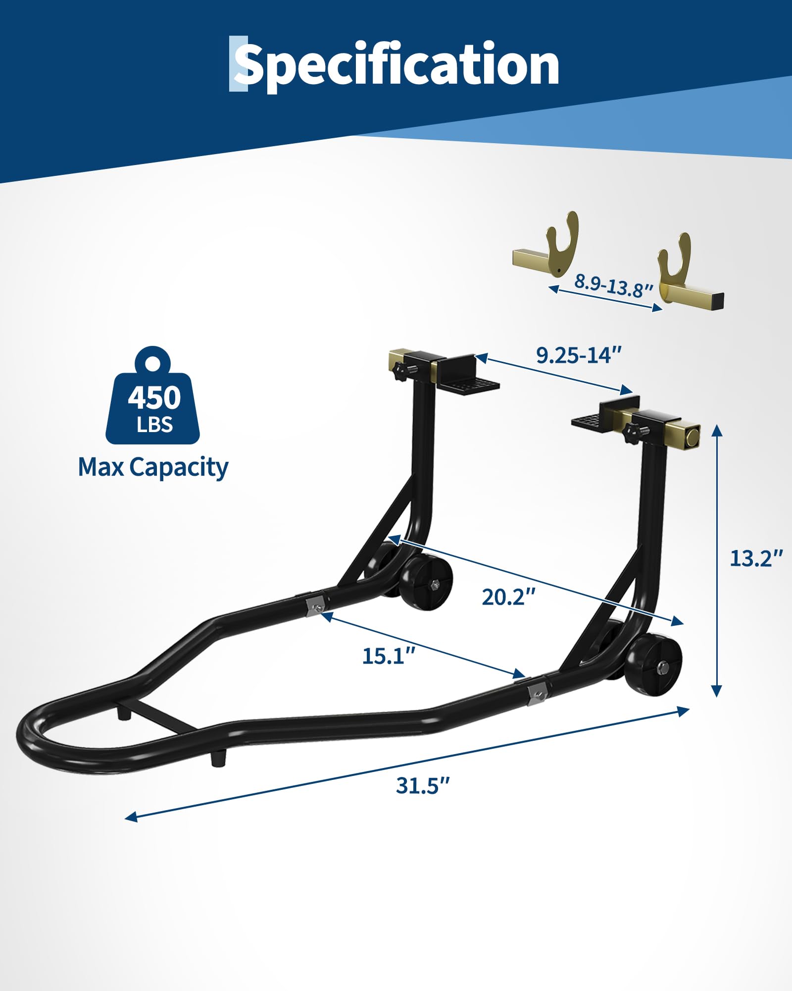 Stabiler Montageständer Motorrad Hinten – Motorrad Aufbockständer 450 Lbs Tragkraft, Höhenverstellbar, u- & l-Schwingenaufnahme, Ideal Für Wartung & Reparatur – Schwarz |
