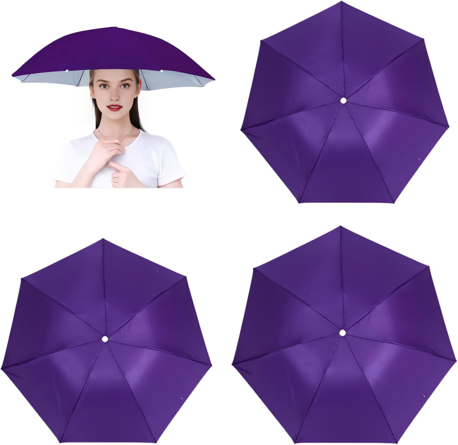 3-Pack Waterproof Rainbow Umbrella Hats for Outdoor Activities 3-Pack Waterproof Rainbow Umbrella Hats for Outdoor Activities