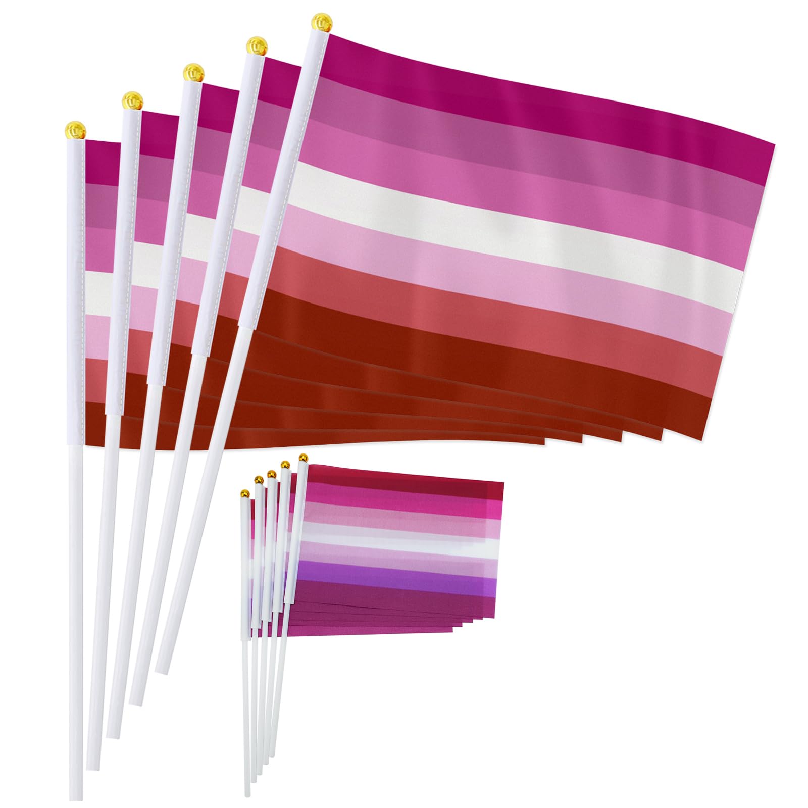 PTEROSAUR 50 Pack LGBTQ Sunset Rainbow Pride Handheld Flag, 5.5x8.2 Inch Small Hand Held Lesbian Flag for Pride Month Celebration Decoration