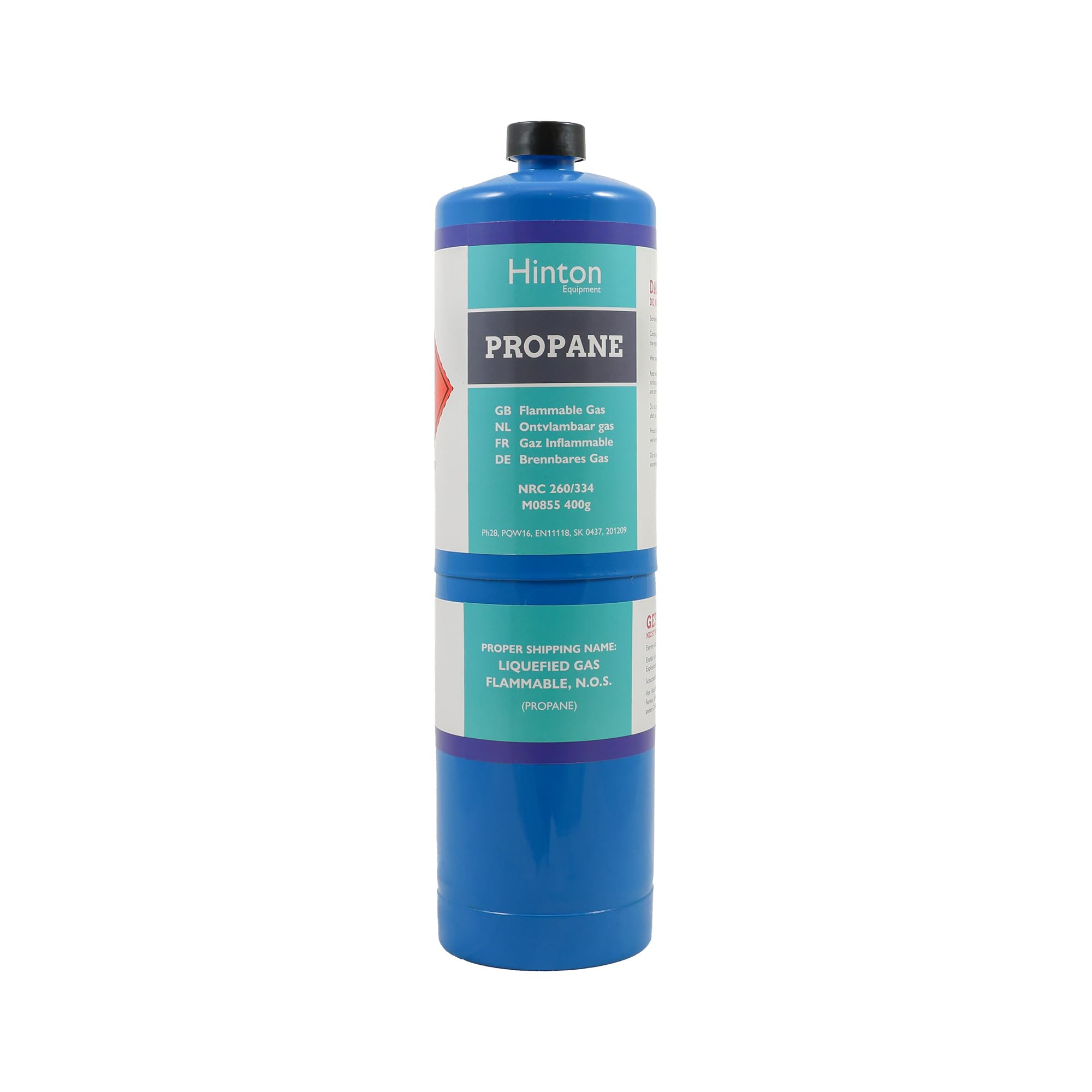 Hinton Equipment Blue Hinton Propane Gas Cylinder 400G | Propane Gas Bottle For Blowtorch, Plumbing, Brazing, Soldering & Heating | Cga600 Torch Fuel