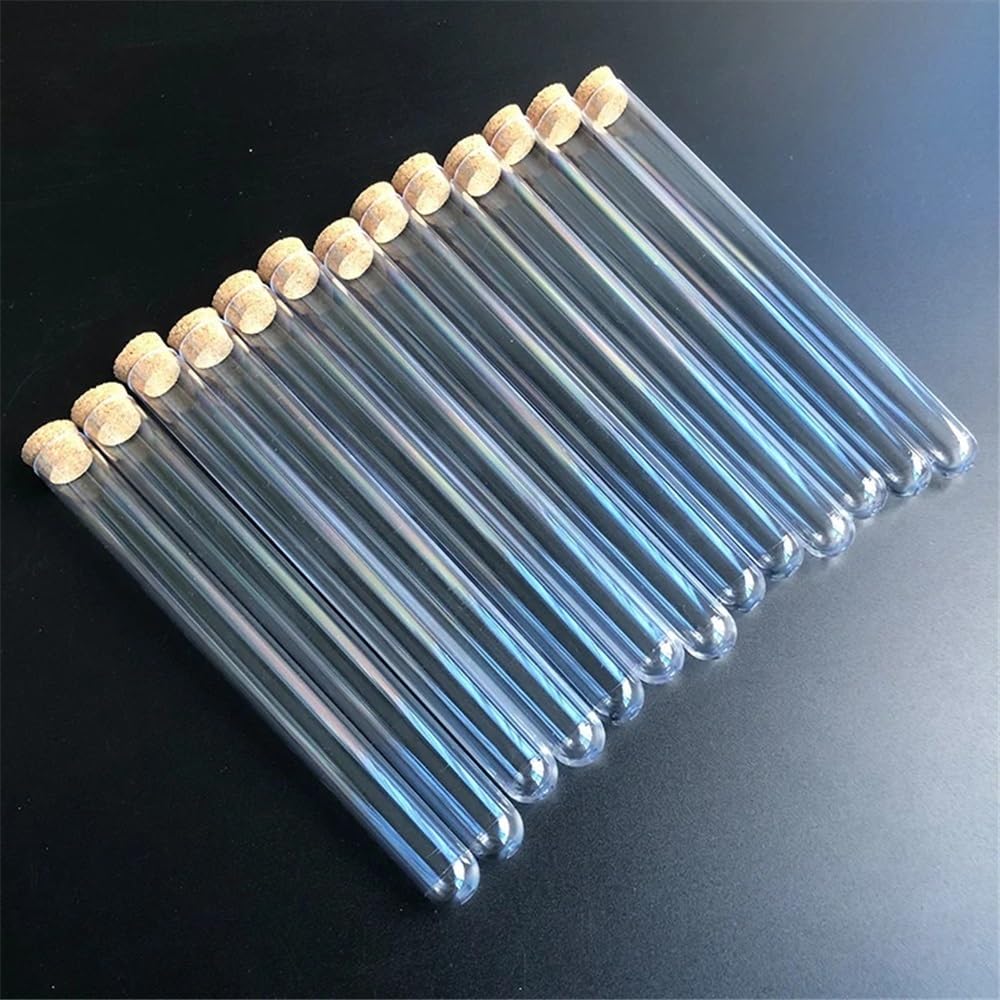 100 sztuk przezroczystych plastikowych probówek 15 x 150 mm z korkiem do eksperymentów laboratoryjnych