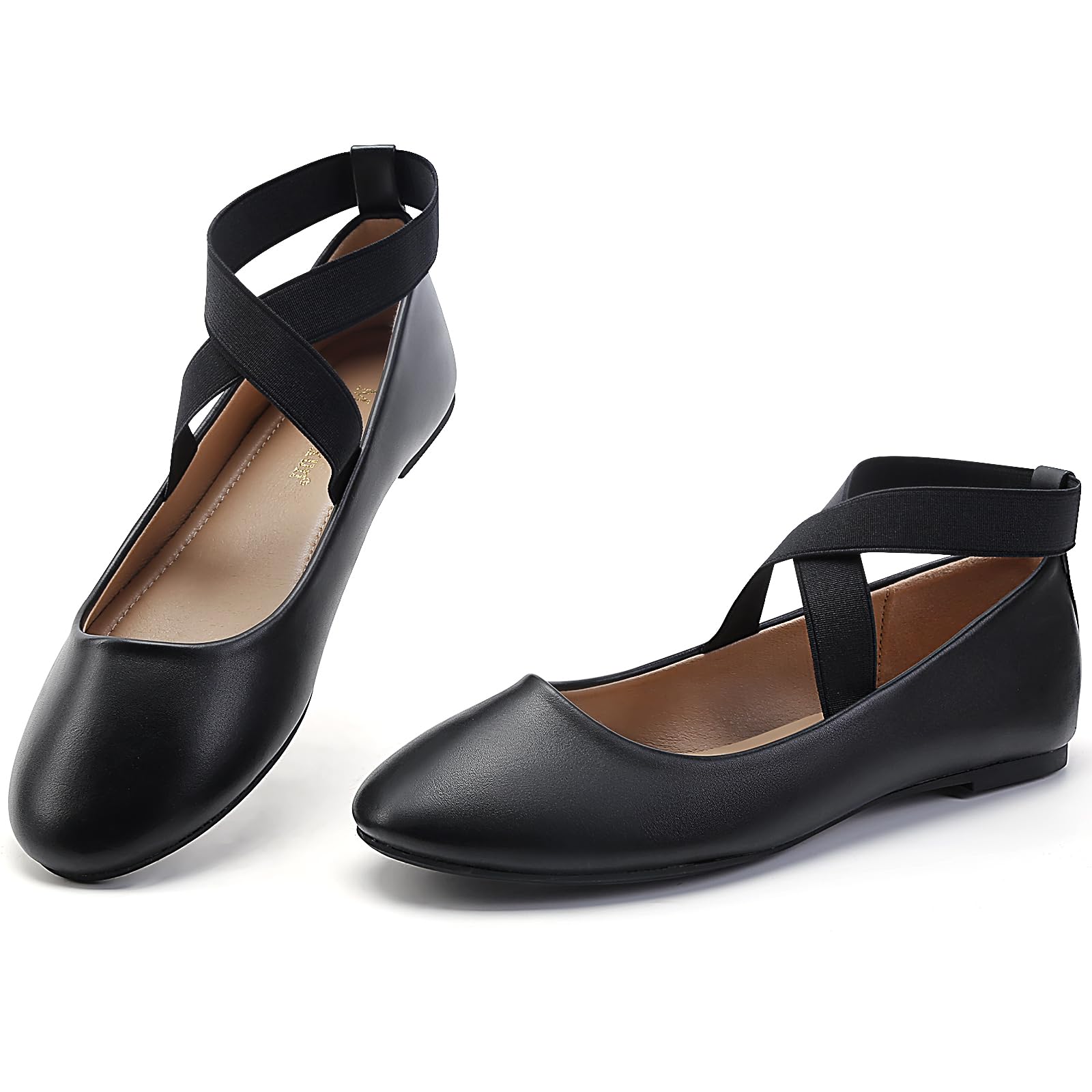 MaxMuxun Ballerine classiche da donna eleganti scarpe basse da donna con cinturino incrociato elastico confortevole ballerina scarpe da donna piatte