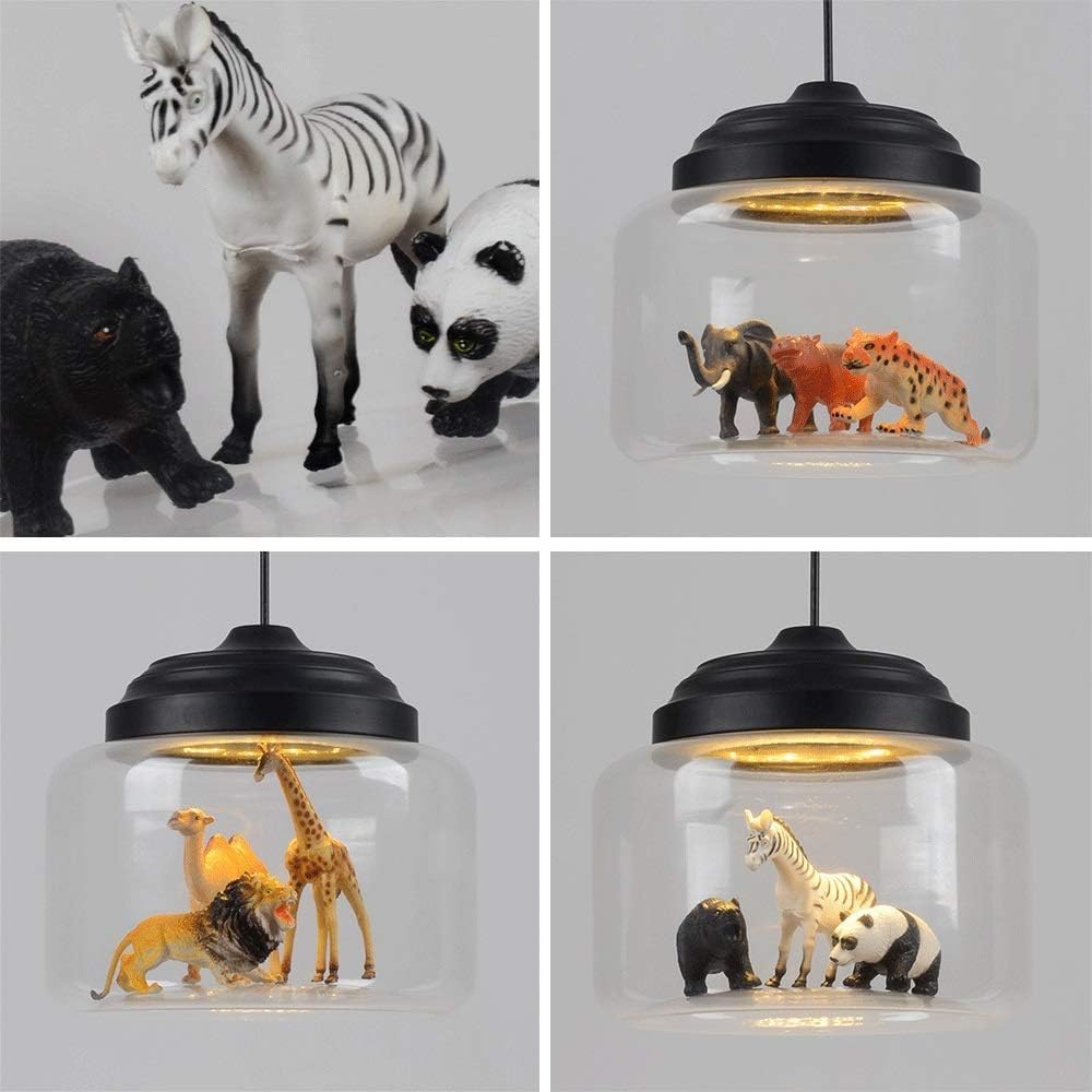 TCHAU Lámpara colgante Personalidad Habitación infantil Lámpara de techo E27 Lámpara de araña de cristal, Dibujos animados creativos Arte animal Pequeño para dormitorio Restaurante Café Decoración