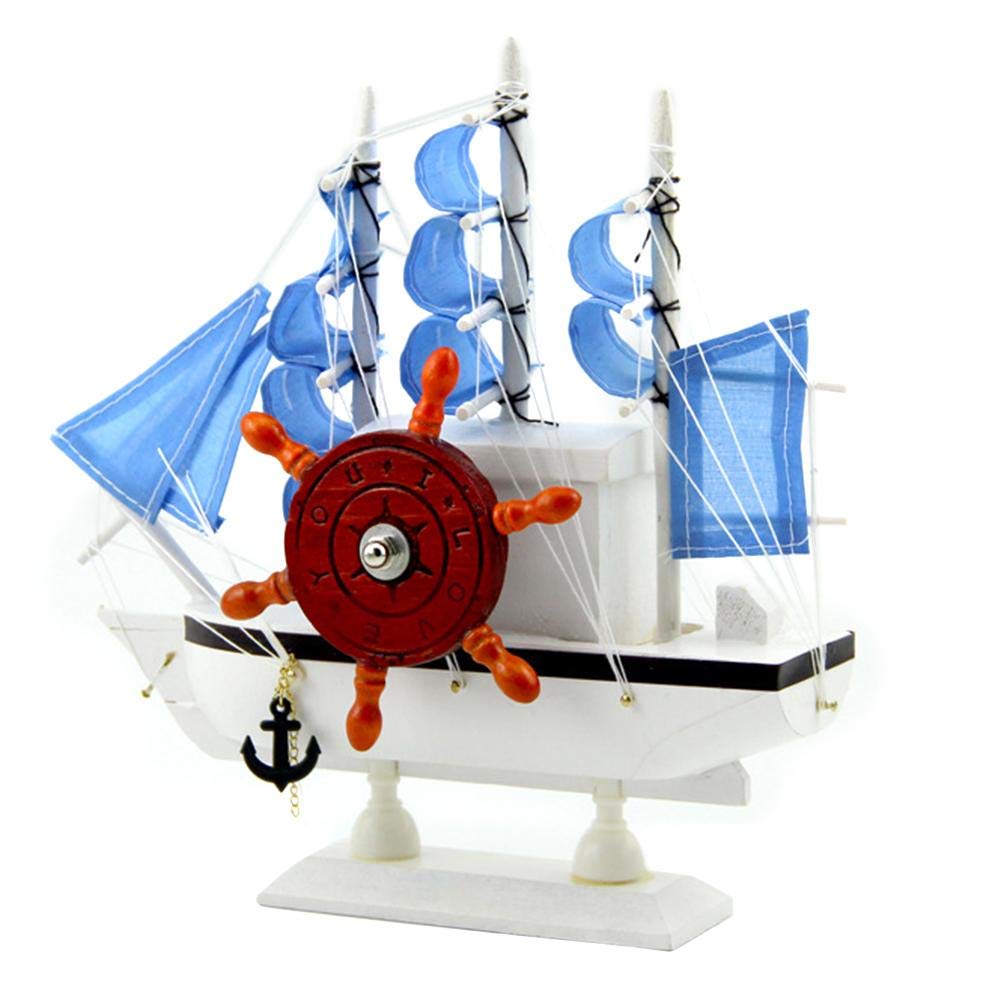 GLOBEAGLE Sailboat Music Box Wooden Crafts Ornaments Home Office Decor Student Gift