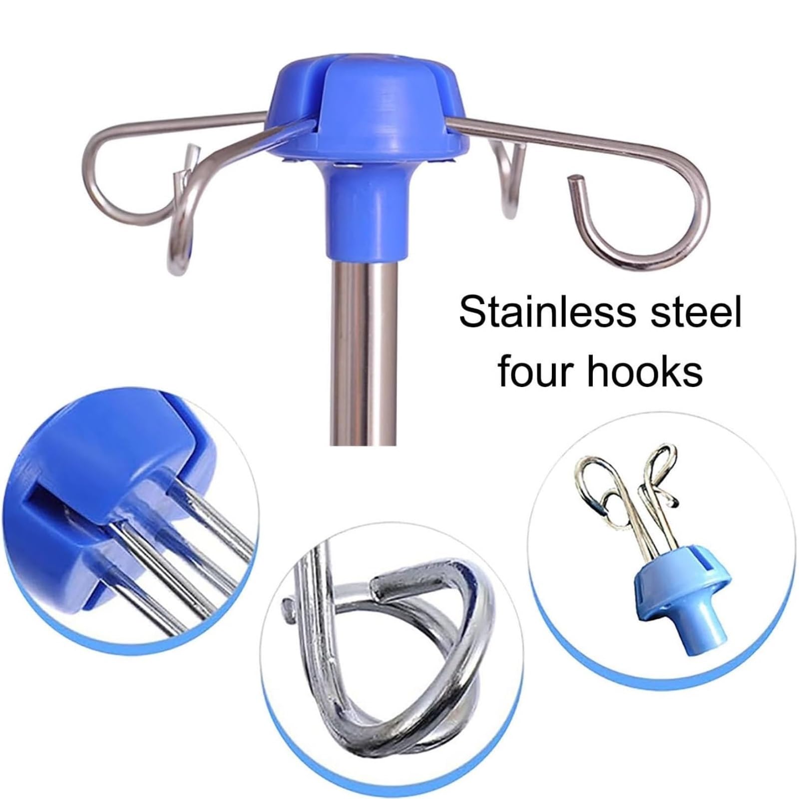 Soporte Porta Portasueros médico con ruedas, soporte intravenoso de altura ajustable de acero inoxidable con bandeja y ganchos for el hogar hospitalario portatil