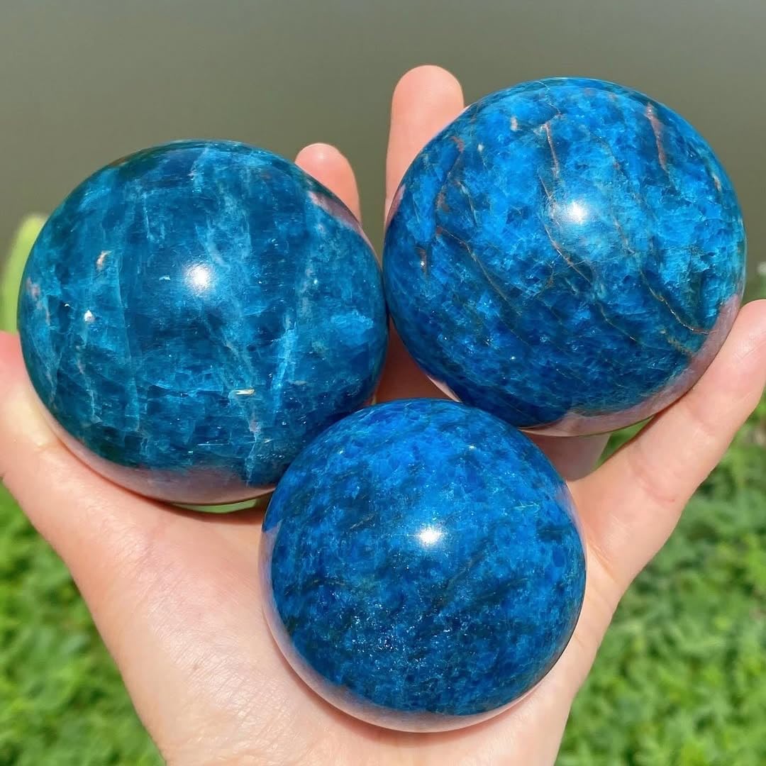 DPURPIWADY Blue Apatite Crystal Ball - 7-8cm Sphere for Spiritual, & Home Decor