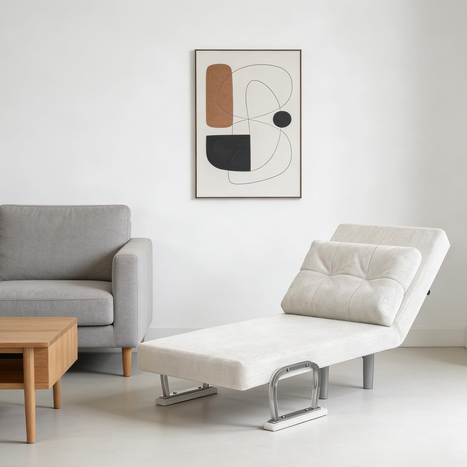 Fabulcozy Poltrona letto 3 in 1 con funzione letto, schienale regolabile a 5 angoli, divano singolo con braccioli, divano pieghevole futon, letto per gli ospiti per soggiorno, camera da letto