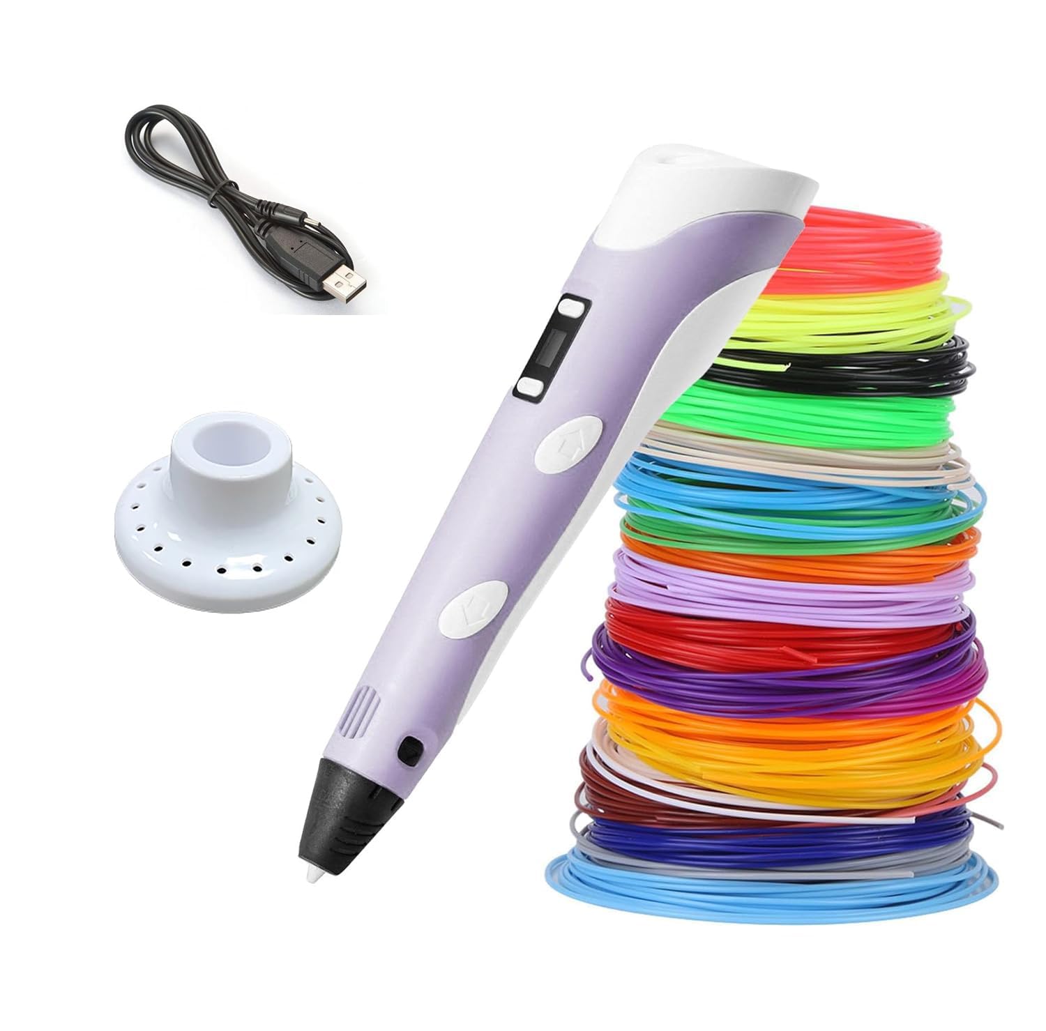 3D Pen with Multicolor Filament Set, USB Rechargeable Drawing Pen with Temperature Control and Ceramic Nozzle-image-26
