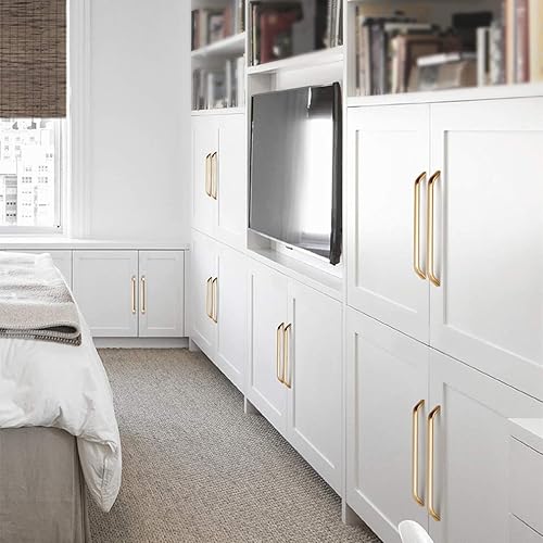 Miniatura 8 de Tirador de puerta de armario de cocina de aleación de aluminio, moderno tirador de muebles dorado arqueado, tirador de cajón de armario de bar,