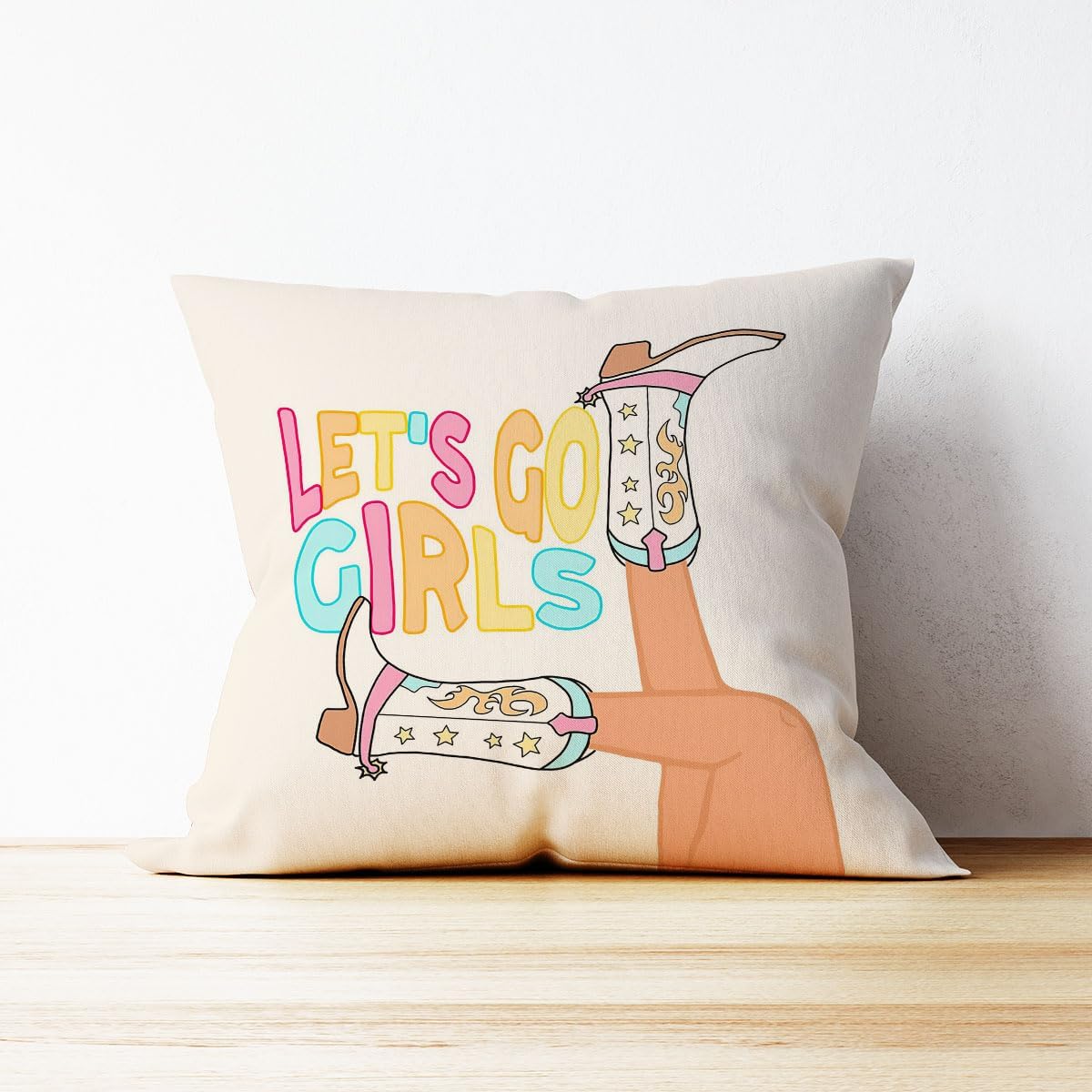 Mancheng-zi Preppy Cowgirl Pillow - 18x18 Covers, Room Decor for Teens, Western Style image 3