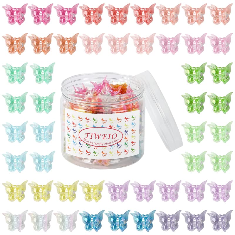 Tiweio Butterfly Hair Clips, 100Pcs Mini Hair Clips Small Hair Claw Clips Cute Hair Accessories Clips for Hair 90s Women Girls with Box Package, 15 Assorted Colors