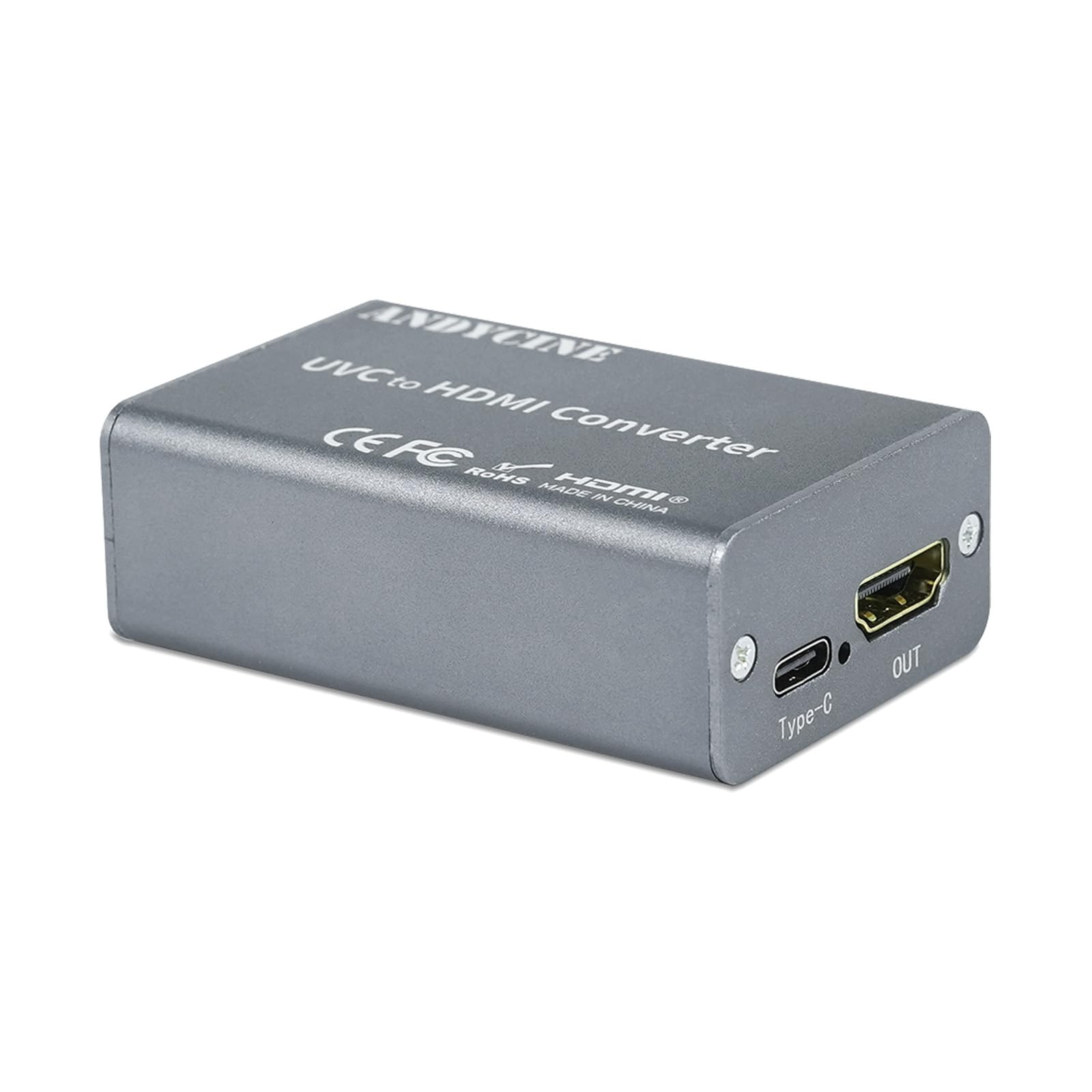 ANDYCINE UVC2H UVC zu HDMI Konverter/Adapter mit Power Delivery, kompatibel mit DJI Osmo Action 4/5 & Pocket 3, Insta360, USB zu HDMI, für Live-Streaming, Webcam auf TV/Monitor/Capture Card