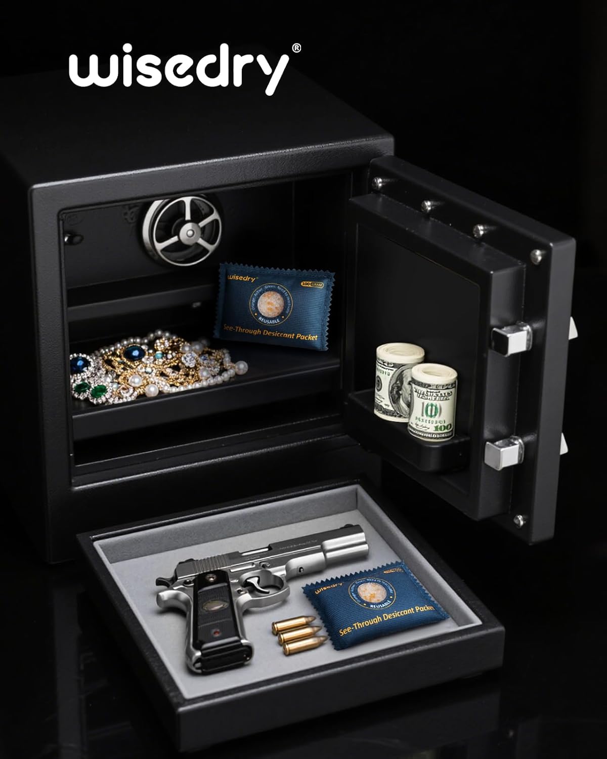 wisedry 100g [10 Packs] See-Through Desiccant Packs for Storage, Reusable Color Indicating Silica Gel Desiccant Packets, Moisture Absorbers for Gun Safe, 3D Filaments, Toolboxes, Safe, Electronics