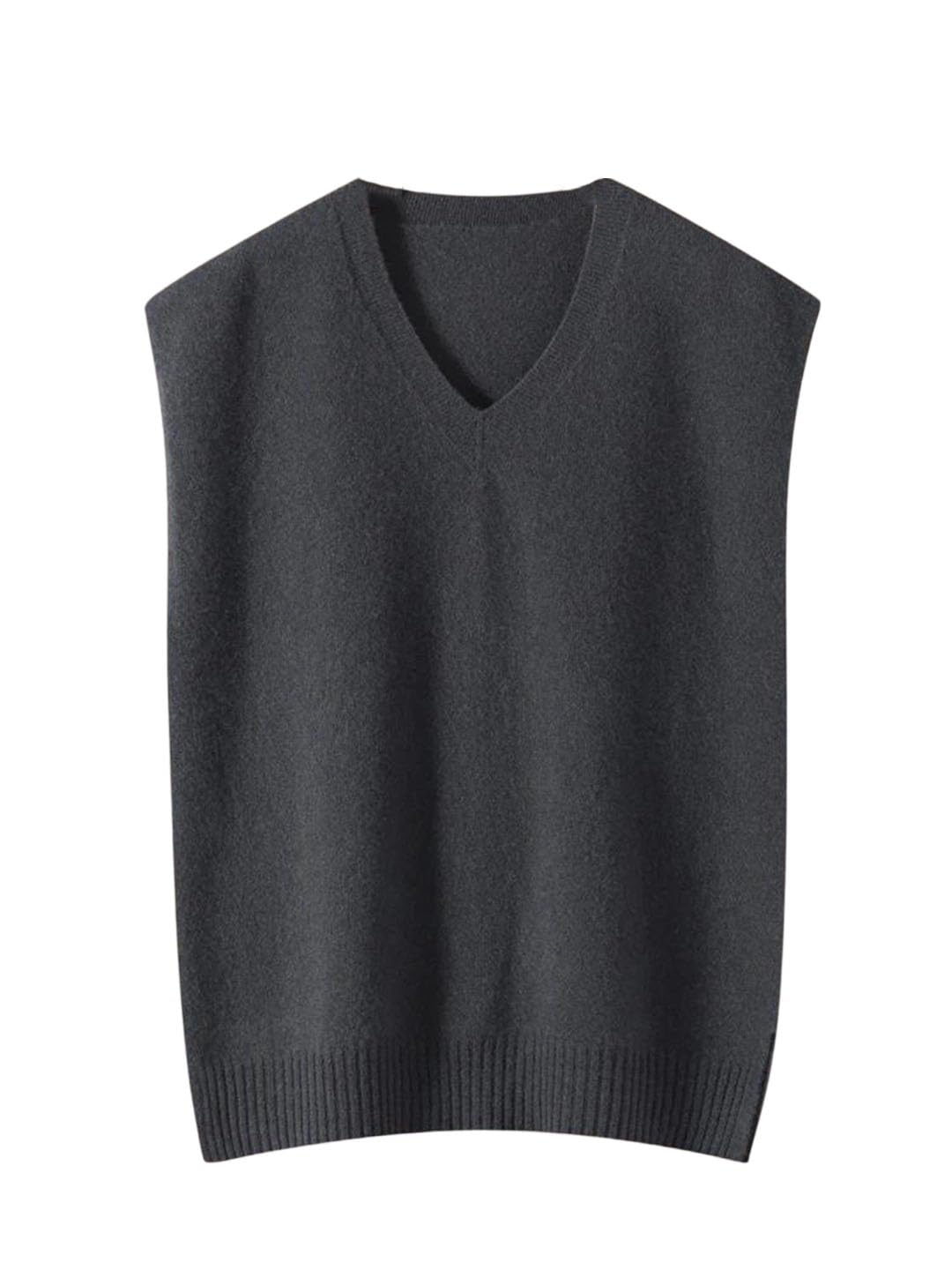 Women Basic Vest Sweater Solid V-Neck Knitted Pullover Sleeveless Clothing Tops Cashmere Jerseys