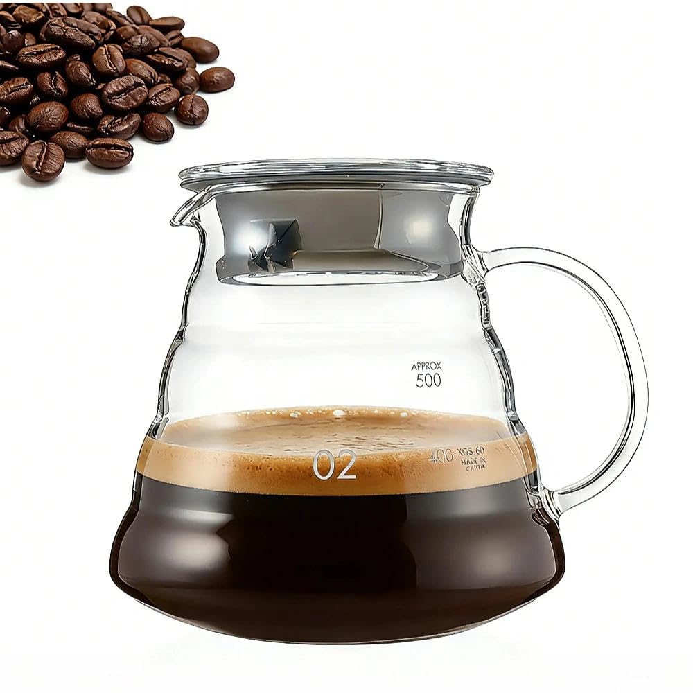 600 ml Teiera in Vetro, Caraffa da Caffè in Vetro con Coperchio, Trasparente Teiera Trasparente, Caraffa Acqua per Caffè e Tè
