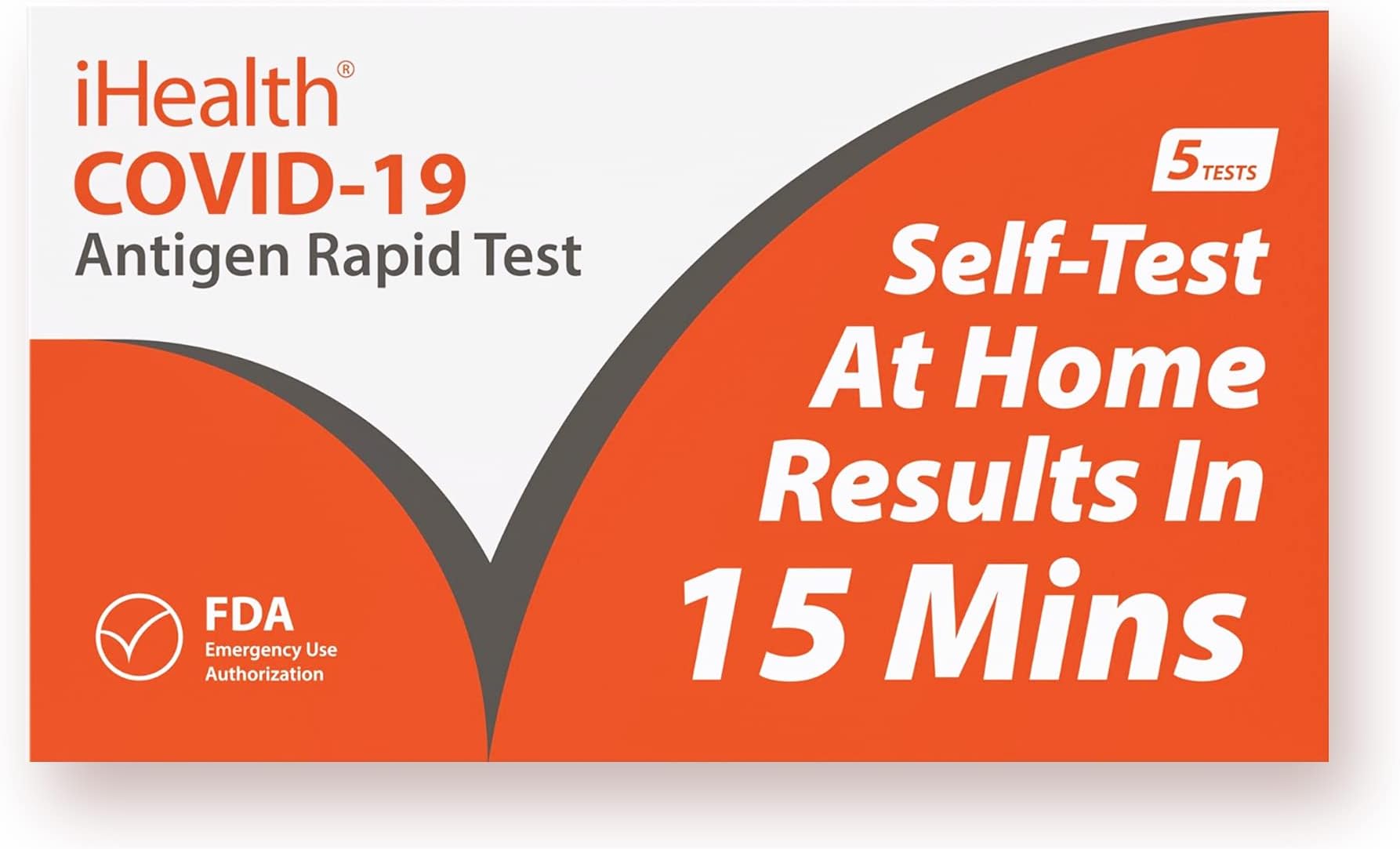 COVID-19 Antigen Rapid Test, 1 Pack, 5 Tests Total, FDA EUA Authorized OTC at-Home Self Test, Results in 15 Minutes with Non-invasive Nasal Swab, Easy to Use & No Discomfort